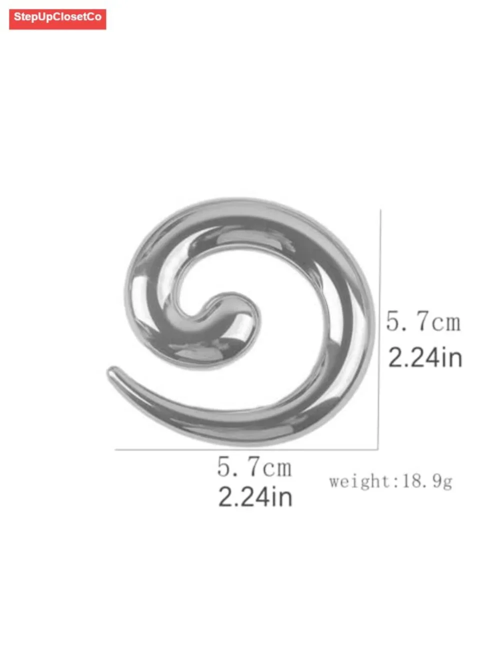 Chunky Spiral Statement Brooch Pin for Women, Minimalist Swirl Design